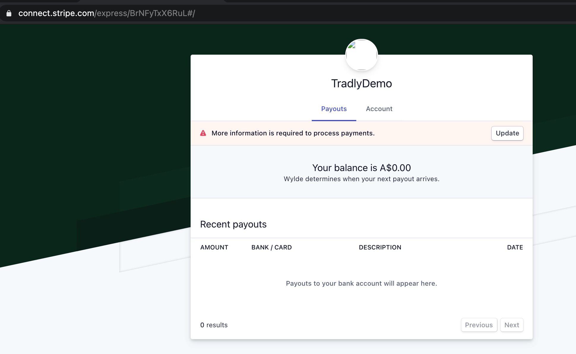 Stripe Onboarding - Tradly